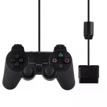 Imagem de Controle PS2 e PS1 C-fio Dualshock Analogico Preto Shinka