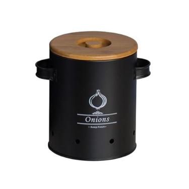 Imagem de Llazsybz Recipiente para Armazenamento de Vegetais de Cozinha, Batata, Cebola, Lata de Alho, Recipiente de Metal com Orifícios de Ventilação, Lata de Cozinha, M