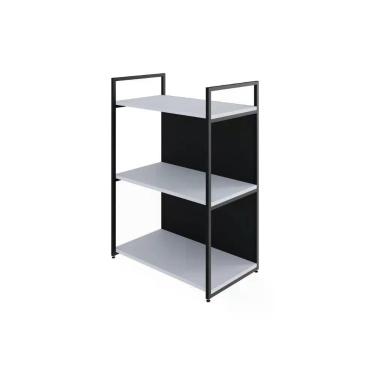 Imagem de Estante C/03 Prateleiras 84x60x33cm C/fundo Yon Branco Tx/est.preta Branco Tx/est.preta