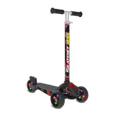 Imagem de Patinete Infantil Max Led Ajustável com Luzes Que Acendem no Movimento e Freio Traseiro Preto Brinquedos Bandeirante