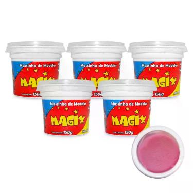 Imagem de Kit 5 Potes Massa Massinha de Modelar Infantil 150g Escolar - MAGIX KI