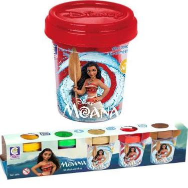 Imagem de 5 Massinhas Modelar Atóxicas Moana Colorida Criança Brincar - Cotiplás