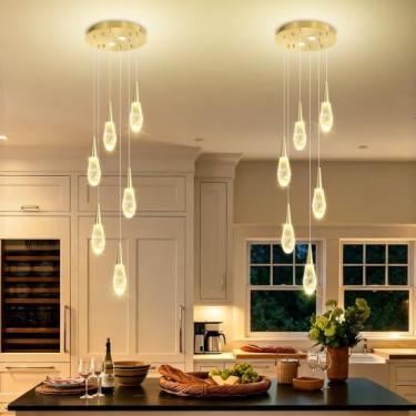 Imagem de ABTTOI Lustre de cristal moderno 6 luzes lustres pendentes para escadas cromado cozinha luminária suspensa para sala de jantar, sala de estar, quarto, entrada
