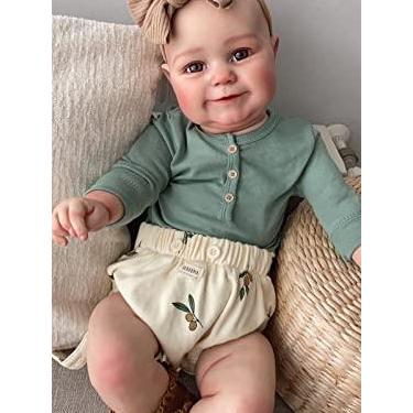 Imagem de Boneca reborn silicone bebe realista,feita à mão de 50 cm de vinil macio para Boneca bebê Reborn com roupas e com faixa de cabeça que parecem bebês de silicone verdadeiro,Girls