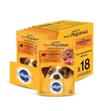 Imagem de Pack Ração Úmida Pedigree para Cães Adultos Raças Pequenas, Sachê Cordeiro ao molho, 100g - 18 unidades