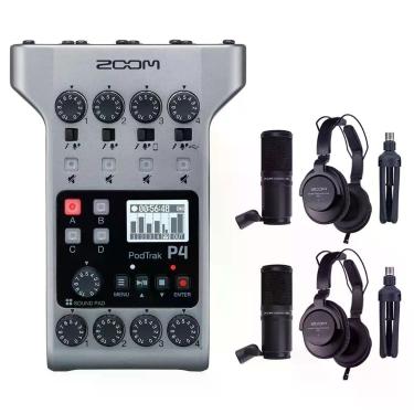 Imagem de Gravador de podcast multifaixa portátil PodTrak P4 com 2x ZDM-1 - Zoom