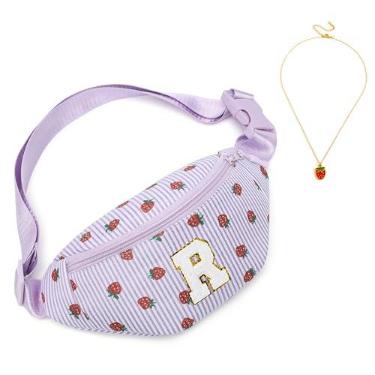 Imagem de I IHAYNER Presentes de aniversário para meninas de 3, 4, 5, 6, 7, 8, 9, 10, 11, 12, 13 anos, pequena, com inicial, bolsa de cinto personalizada, Roxo-R, Small, Casual