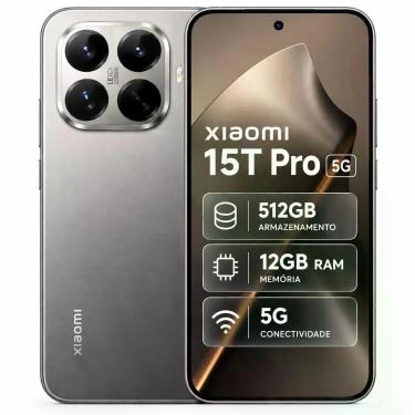 Imagem de Smartphone Celular Xiaomi 15T Pro 5G 512GB, 12GB RAM, Cinza, 512GB