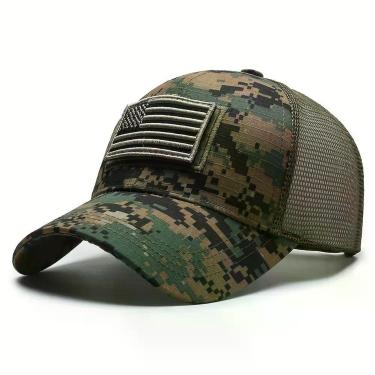 Imagem de Boné Tático De Camuflagem Com Padrão De Bandeira Americana Verde único