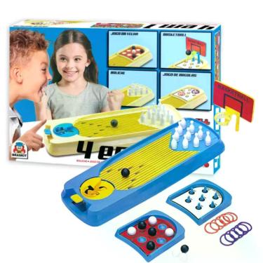 Imagem de 4 em 1 Game Mesa de Jogos Argola Basquete Boliche Brinquedo Infantil B