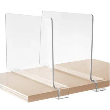 Imagem de DivisóRia AcríLica Transparente Para Roupeiros | OpçõEs De 2, 4, 6, 8 Ou 12 PeçAs | Organizador Acrilico Para Gavetas E Prateleiras De Guarda-Roupas(1X MODELO FIXAÇÃO 3MM)