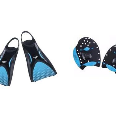 Imagem de Kit Natação Speedo Nadadeira Power Fin + Palmar Power Paddle (Nadadeira P (34/36) / Palmar P (baixa intensidade))