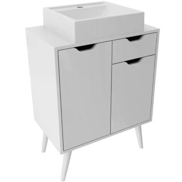Imagem de Gabinete Para Banheiro 60 Cm 2 Portas Com Cuba Meire Branco