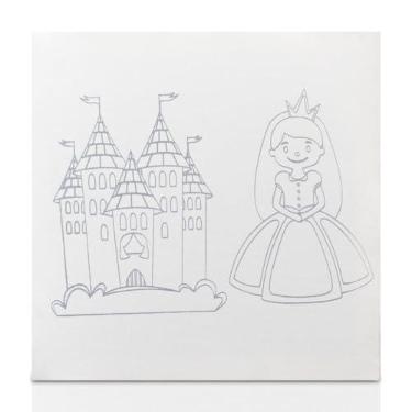 Imagem de Tela De Pintura Riscada, 30cm X 30cm, Desenho: Castelo - Souza & Cia (Ref: 8159)