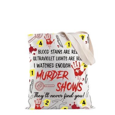 Imagem de JXGZSO Presente inspirado no programa de TV Blood Stains Are Red Bolsa de compras Murder Tv Show True Crime Tote Bag Merchandise, Bolsa Stains Are Red, One Size