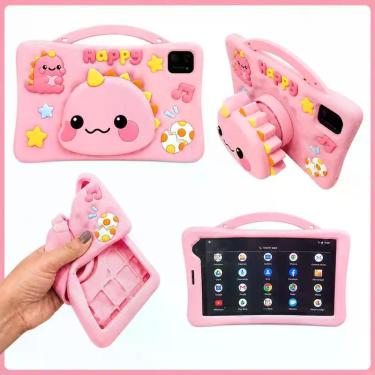 Imagem de Tablet Infantil Rosa Para Menina Com Capa Dinossauro - JAY, 128GB, Ros