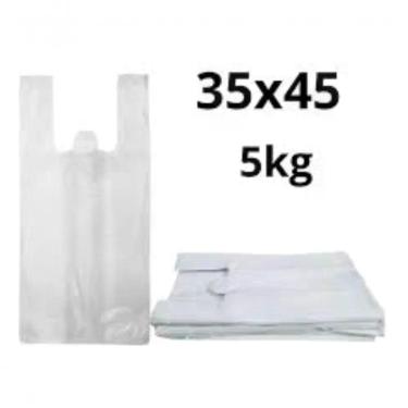 Imagem de Sacola Plástica Reciclada 35x45 5kg Aproximadamente 650 Unidades Branco Higipack