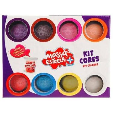 Imagem de Conjunto 8 potes de massinha Kit Cores Massa Estrela