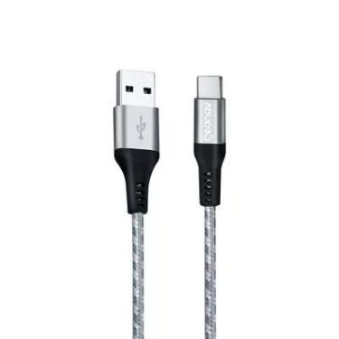 Imagem de Cabo USB-C Geonav, Carregamento Rápido, Nylon Trançado, 1.5mt, Cinza/branco