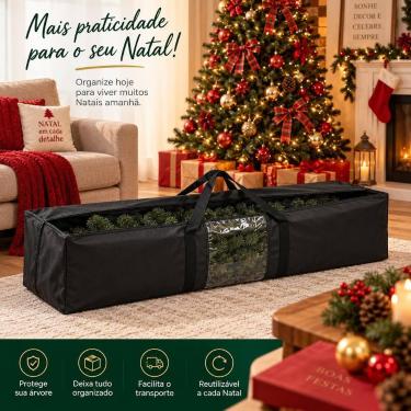 Imagem de Bolsa Bag Organizadora Árvore Natal Média 120x35x25 P/ Guardar Armazen