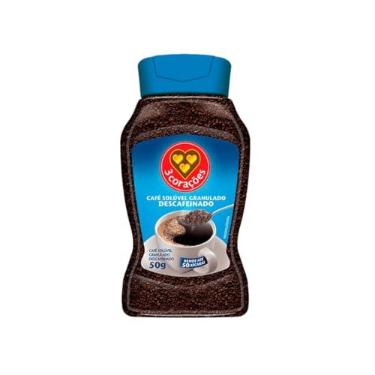 Imagem de 3 Corações Café Solúvel Descafeinado, Vidro 50G, Granulado