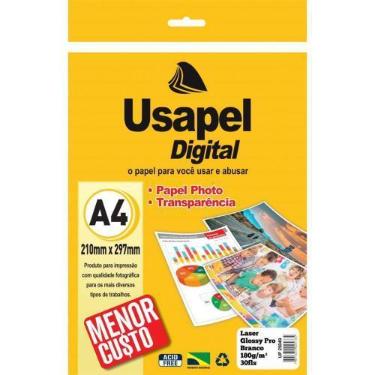 Imagem de Papel Fotográfico Laser Usapel GLOSSY Profissional A4 180G Pacote com 