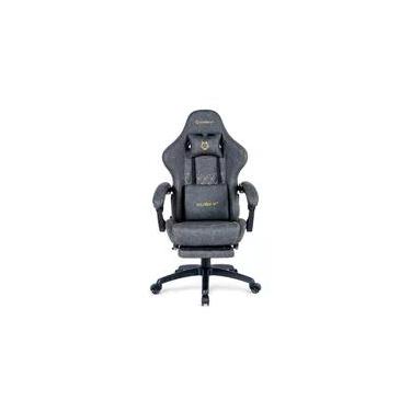 Imagem de Cadeira Gamer Husky Tempest 700, Até 145kg, Almofadas, Reclinável 150º, PU, Descanso para Pés, Cinza - HCG700CZ