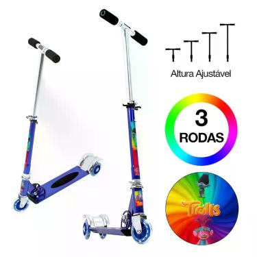 Imagem de Patinete Scooter Filme Trolls Infantil Azul de Alumínio - DM Radical