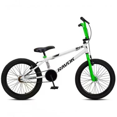 Imagem de Bicicleta Infantil BMX RV-X Aro 20 Freio V-Brake Aero Branco Verde Ravok