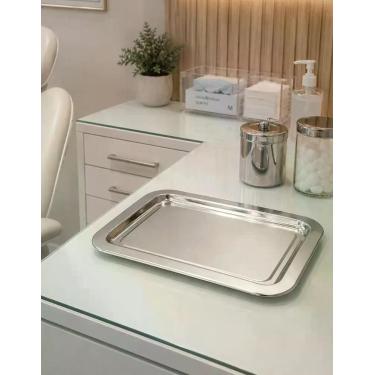 Imagem de Bandeja Inox Hospitalar 28x42 Cm Multiuso Esterilização Aço Servir Cas