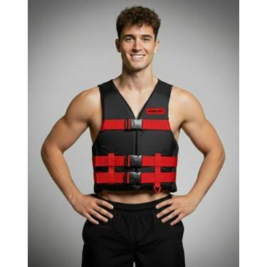 Imagem de Colete Flutuador Simetria Spectrum, Vermelho, GG (Até 110Kg)