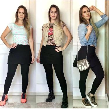 Imagem de Saia Calça Evasê - DasJuh, P, M, G, GG, Preto, Cinza, Mescla