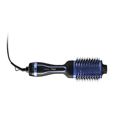 Imagem de Escova Secadora Agile Glossy Elgin 1300W Bivolt, Alumínio, Turmalina, Preto e Azul