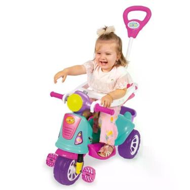 Imagem de Triciclo Infantil Passeio Pedal Andador Avespa Pink 12 Meses Retrô Lev