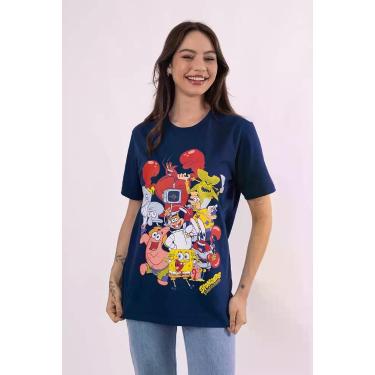 Imagem de Camiseta Bob Esponja Turma Da Fenda Do Biquíni - Piticas, 6, Azul, Men