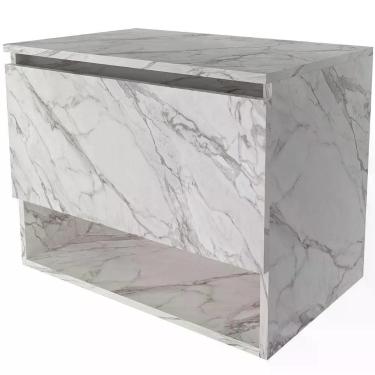 Imagem de Gabinete De Banheiro 60 Cm 1 Porta E Nicho Valente Mármore Branco