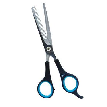 Imagem de Tesoura Semi-Profissional Semi-Dentada e Tubarão 7" Azul Propetz Propetz para Cães, Médio, Azul
