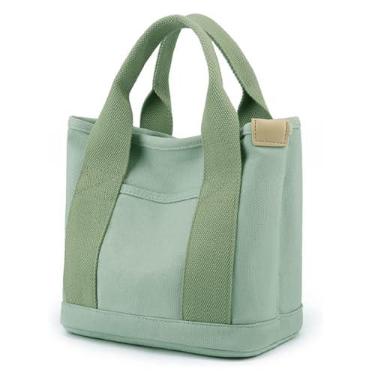 Imagem de MINGRI Bolsa de lona para mulheres, pequenas bolsas mini bolsas com zíper bolsa transversal com bolsos e bolsa de ombro, Verde, Small, Bolsa tiracolo
