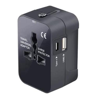 Imagem de Adaptador de Tomada Universal, Ideal para Viagens Internacionais com Portas USB e Tipo C para Carregamento de Dispositivos Portateis 20a Shaolong®