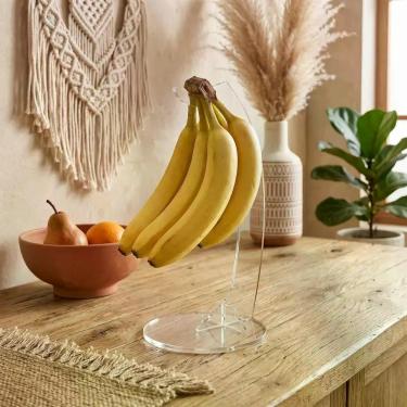 Imagem de Suporte Cacho Banana Gancho Pendurar Mesa Cozinha Decorativo Fruteira 