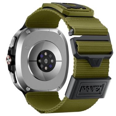 Imagem de Pulseira tática de nylon compatível com Samsung Galaxy Watch 8 de 40 mm e 44 mm/Galaxy Watch 8 Classic de 46 mm, resistente sem lacunas para Galaxy Watch 8 de 40 mm, 44 mm, clássico de 46 mm (verde