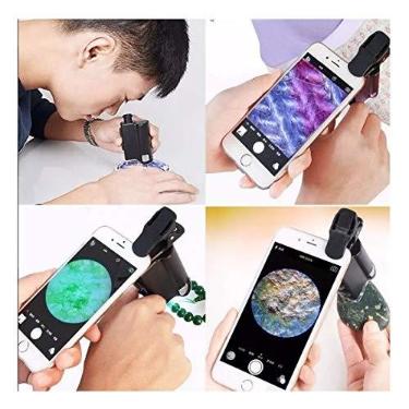 Imagem de Lupa Microscópio Conta Fios 60x a 100x para uso normal ou com celular + case