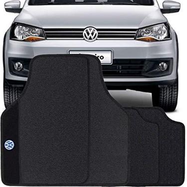 Imagem de Jogo de Tapete Borracha Pvc Universal Impermeável Volkswagen Saveiro Cabine Dupla 2015 16 17 18 19 Preto Bordado Carpete Antiderrapante Impermeável