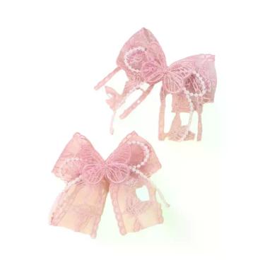 Imagem de Presilhas De Cabelo Florais Com Laço Para Meninas, 2 Peças, Acessórios