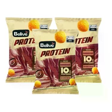 Imagem de Kit Salgadinho Barbecue Protein Sem Glúten Sem Lactose - Belive 3 Unid
