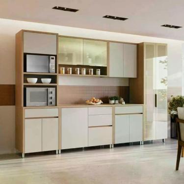 Imagem de Cozinha 6 Peças Condessa Cristaleira Nesher Carvalho-Greige, Carvalho/