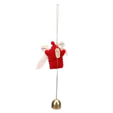 Imagem de Laço de guirlanda de Natal com pingente de sino, mini enfeite de árvore de Natal, decoração de plástico reutilizável para grinalda de árvore faça você mesmo em ambientes internos e externos, carta com