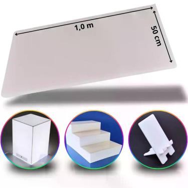 Imagem de Chapa de Acrílico Branco Puro 12mm 50x100cm Placa Premium Translúcida 