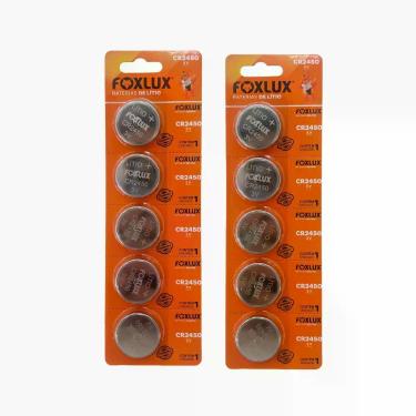 Imagem de Pilha Bateria Moeda 3V CR2450 Foxlux Lítio Kit com 10