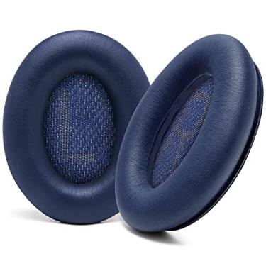 Imagem de Almofadas de reposição WC para fones de ouvido Bose QC35 e QC35II (QuietComfort 35) da Wicked Cushions - Couro mais macio, espuma viscoelástica, espessura e durabilidade adicionais | Azul